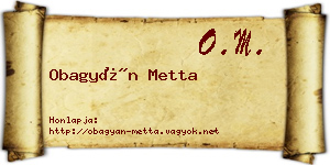 Obagyán Metta névjegykártya